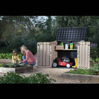 Keter Store It Out Midi Lockable Outdoor Garden Storage Box 880L - Beige/Brown