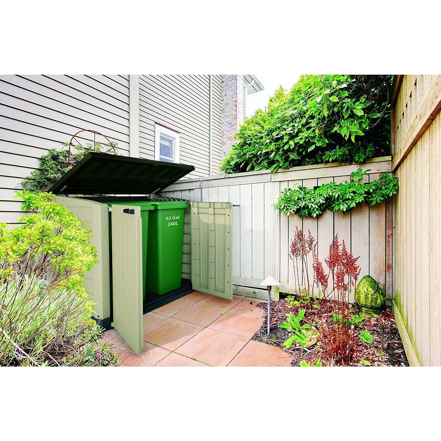 Keter Store It Out Max 1200L Outdoor Garden & Wheelie Bin Storage Shed - Beige & Brown